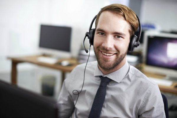 smiling agent in a call center