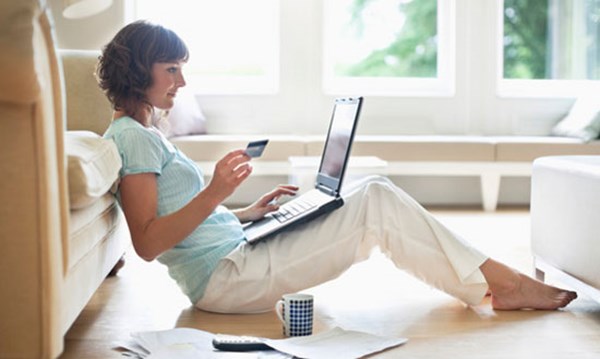 woman shopping online at home