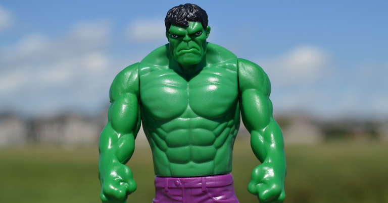 hulk action figure looking unhappy